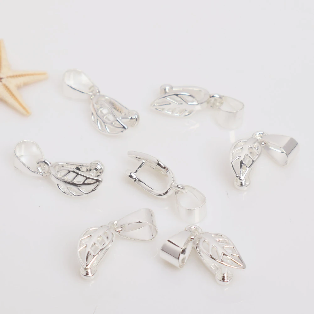5 Stück 18K vergoldete Messing-Hohlblatt-Klemmhalterungen, Anhänger-Verbinder für DIY-Schmuckherstellung von Halsketten – Detail 4