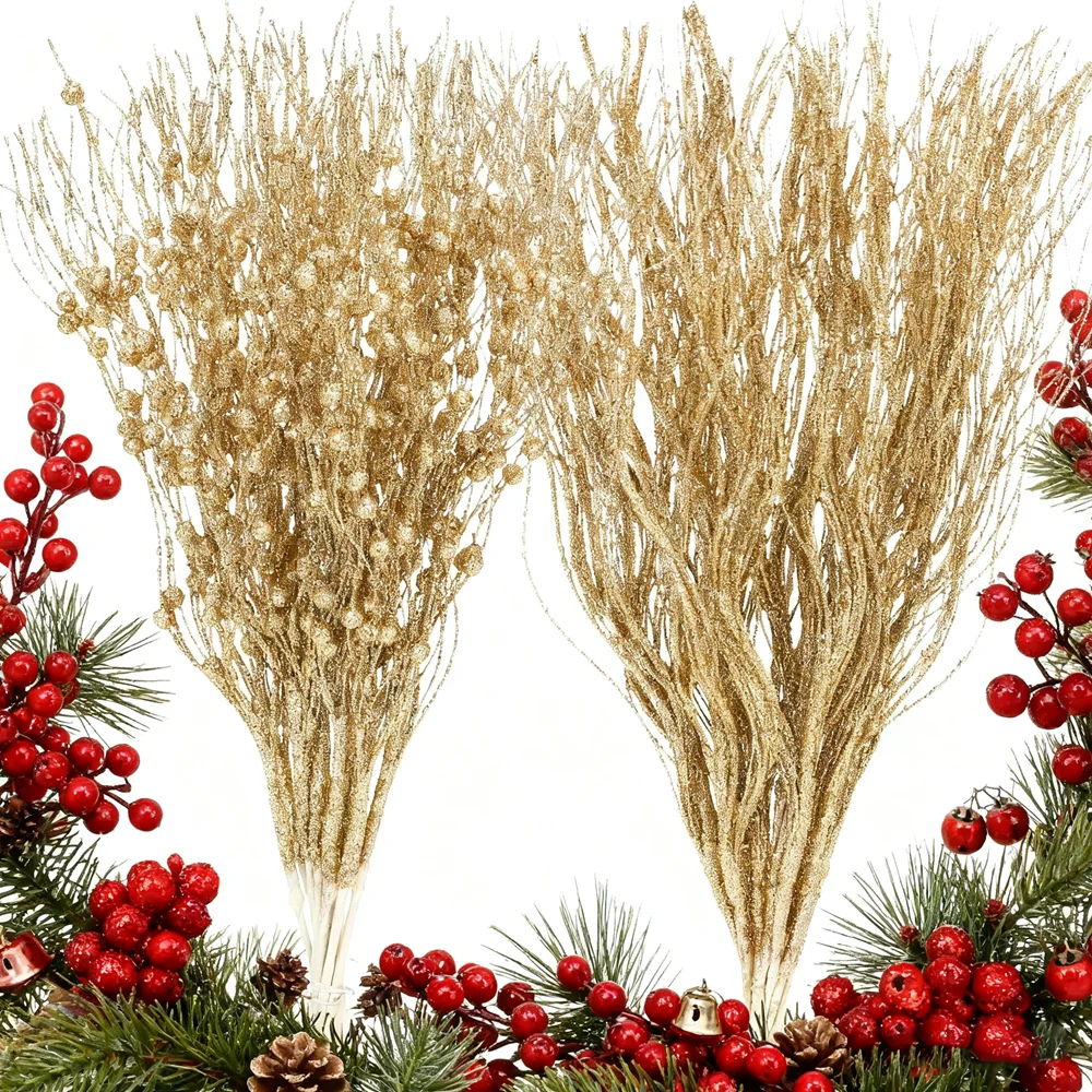 8 Stück künstliche Beerenblumenstrauß Weihnachtsdekoration Weihnachtsbaumschmuck für Heimdekoration Partyzubehör Neujahrszubehör