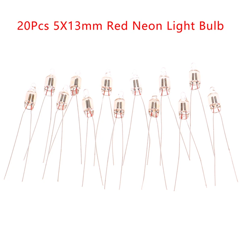 Neon Sign 20Pcs Neon Indicator Light Red 5mm Neon Lamp Glow 5X13mm 220v Indicator Bulbs Switch Button Bulbs