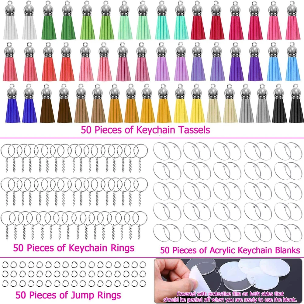 330pcs Acrylic Keychain Blanks 4 Shapes Clear Acrylic Blanks for vinyl bulk Key  Chain Tassels Chain Rings for DIY Keychain - AliExpress