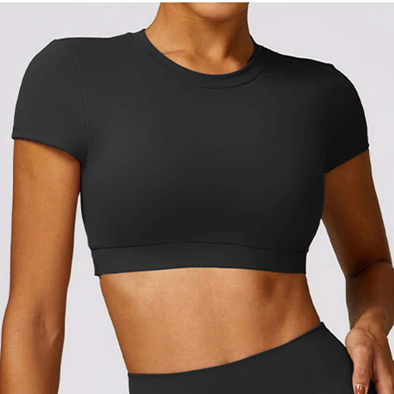 Backless Sports Short Shirts Women Gym Fitness Sexy Crop Top Quick-Drying Yoga Clothing Breather Workout Sportswear yoga top yoga shirt sports shirt sports t shirt