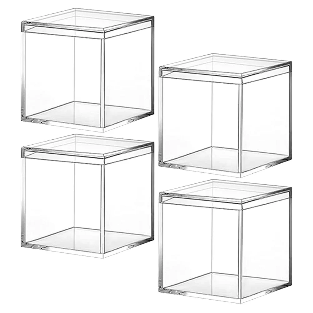 

10pcs 6.5x6.5cm 10x10cm Acrylic Candy Box Goodie Bags Clear Chocolate Plastic Wedding Party Favor Packing Box Container