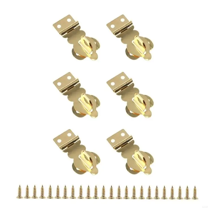 462F 6pcs Gold Hasp lock Mini Brass Latches Decorative Latches for Cabinets & Luggage