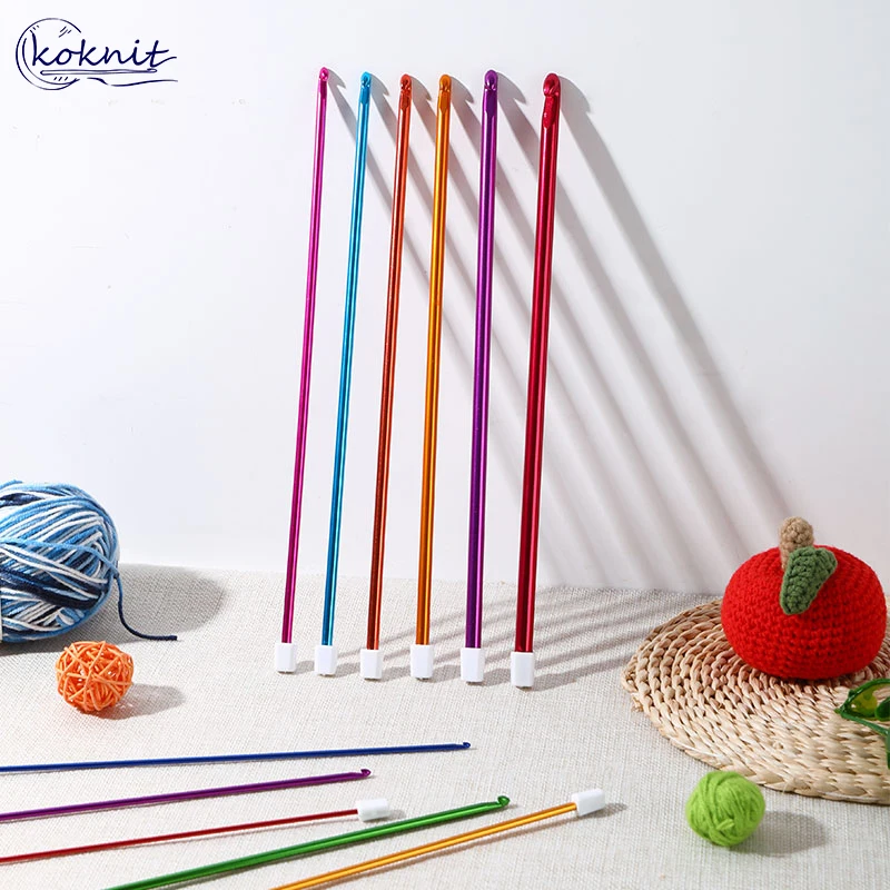 KOKNIT 11Pcs 멀티 컬러 알루미늄 크로셰 후크 세트 튀니지/아프간 크로셰 후크 니트 바늘 바느질 DIY 도구 키트 2.0-8.0MM