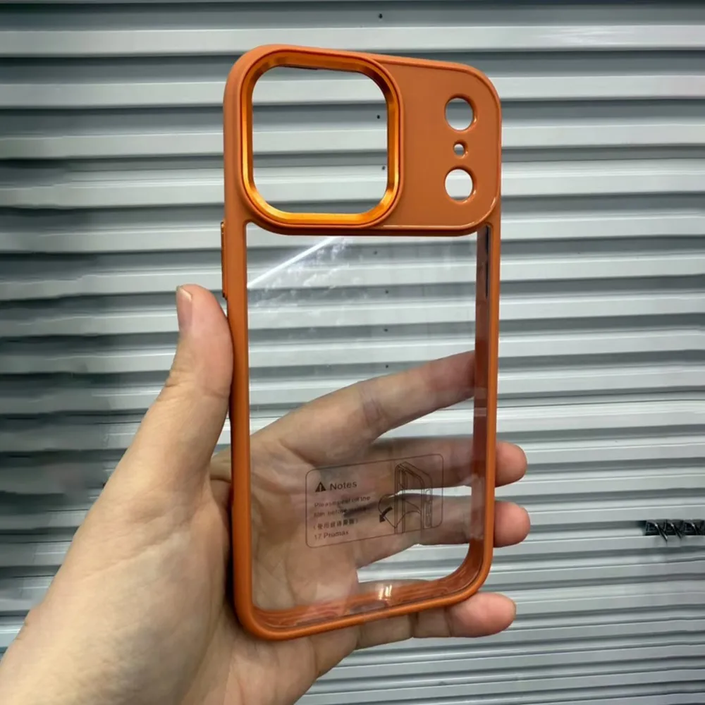 Shockproof Clear Acrylic Phone Case with Metal Camera Frame