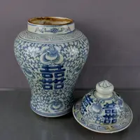 Exquisite Chinese Blue and white porcelain Flower patterned general jar vase 1