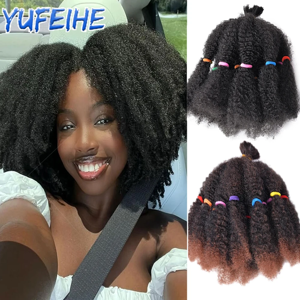 Braids Hair Afro Kinky Bulk Afro Curly Synthetic Hair Short 12" Crochet Braiding Hair Extensions For American African Women