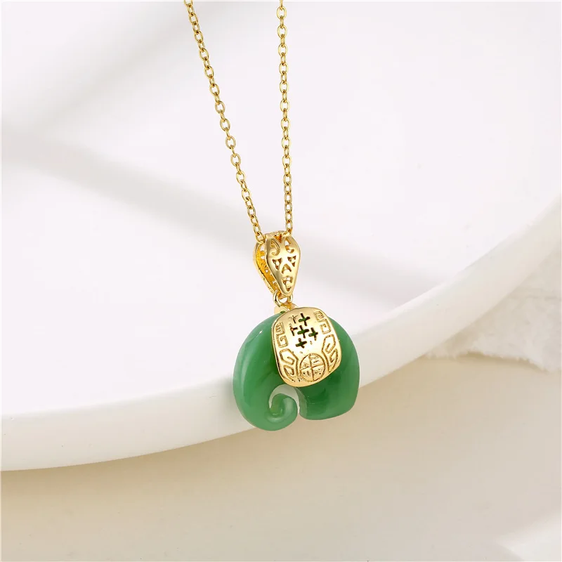 New Elephant Necklace Women's Ethnic Style Pendant Charm Clavicle Chain 2