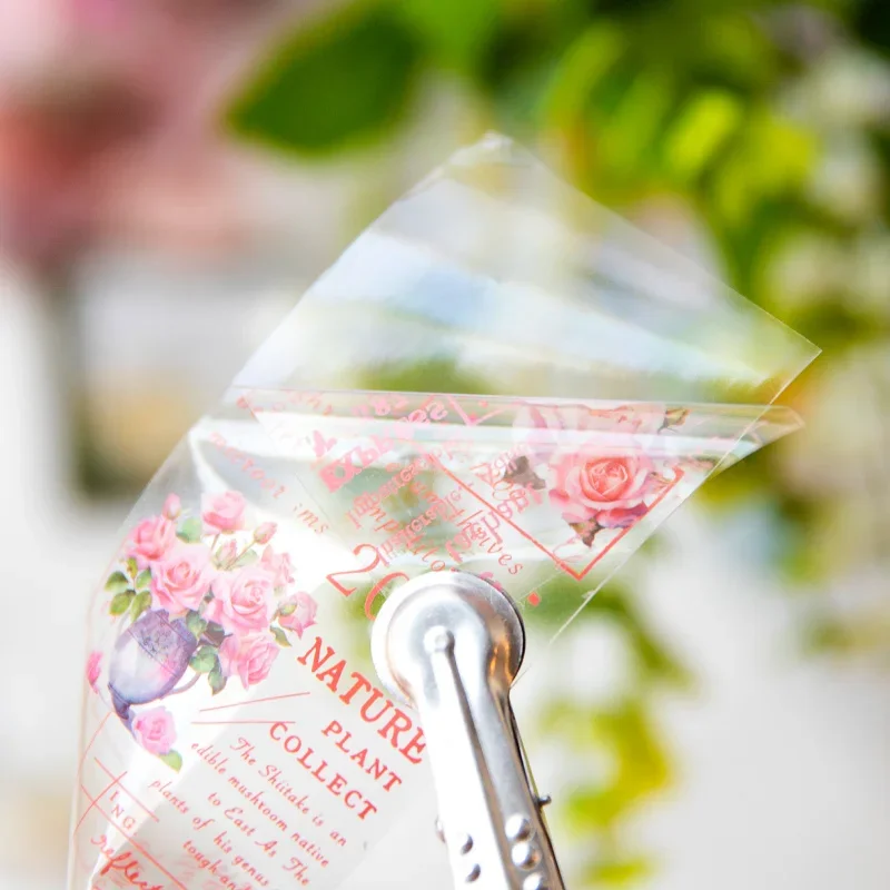 1Roll PET White Ink Tape Rose's Lyric Subtlety Rose Themed Handbook DIY Recycled Stickers Loop Adhesives Scrapbook Cut 50mm*2M