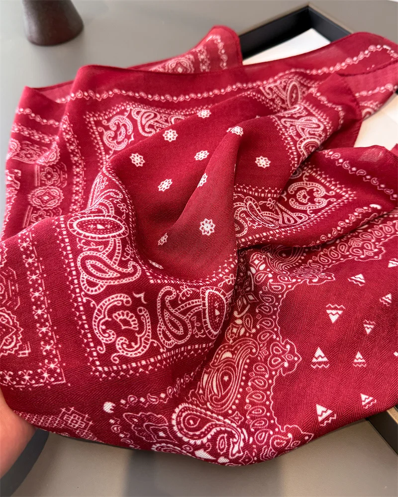 Luxus Einfarbig Quadrat Schal Für Frauen Weiche Fleck Cashew Druck Schal Neck Schal Warps Elegante Halstuch Bandanas Hijab – Detail 12