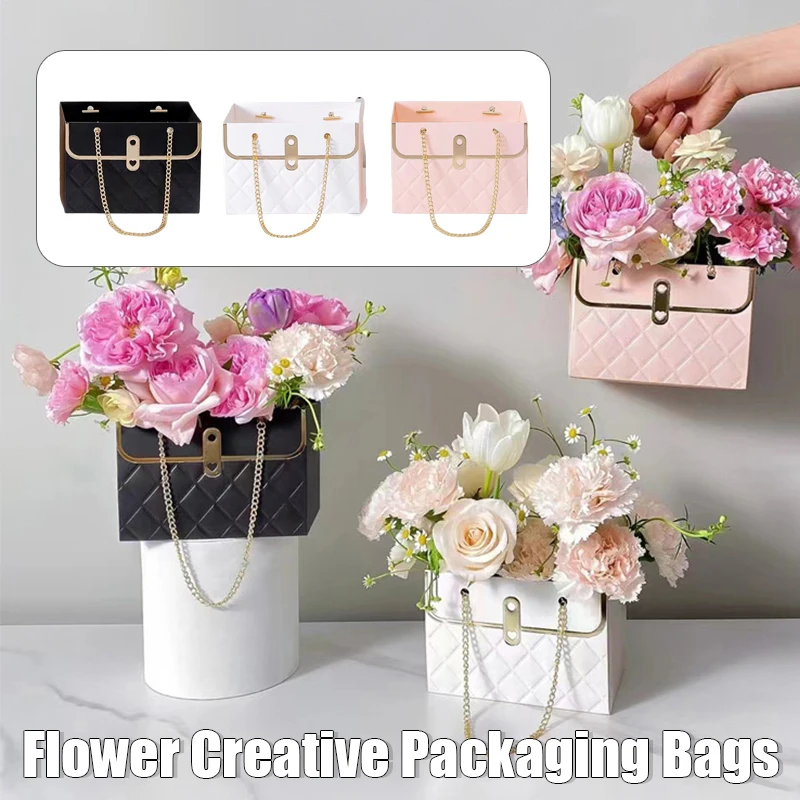 

1/3pcs Creative Gift Boxes Flower Packaging Foldable Paper Bag Florist Bouquetraft Handbag Wedding Rose Party Candy Gift Box