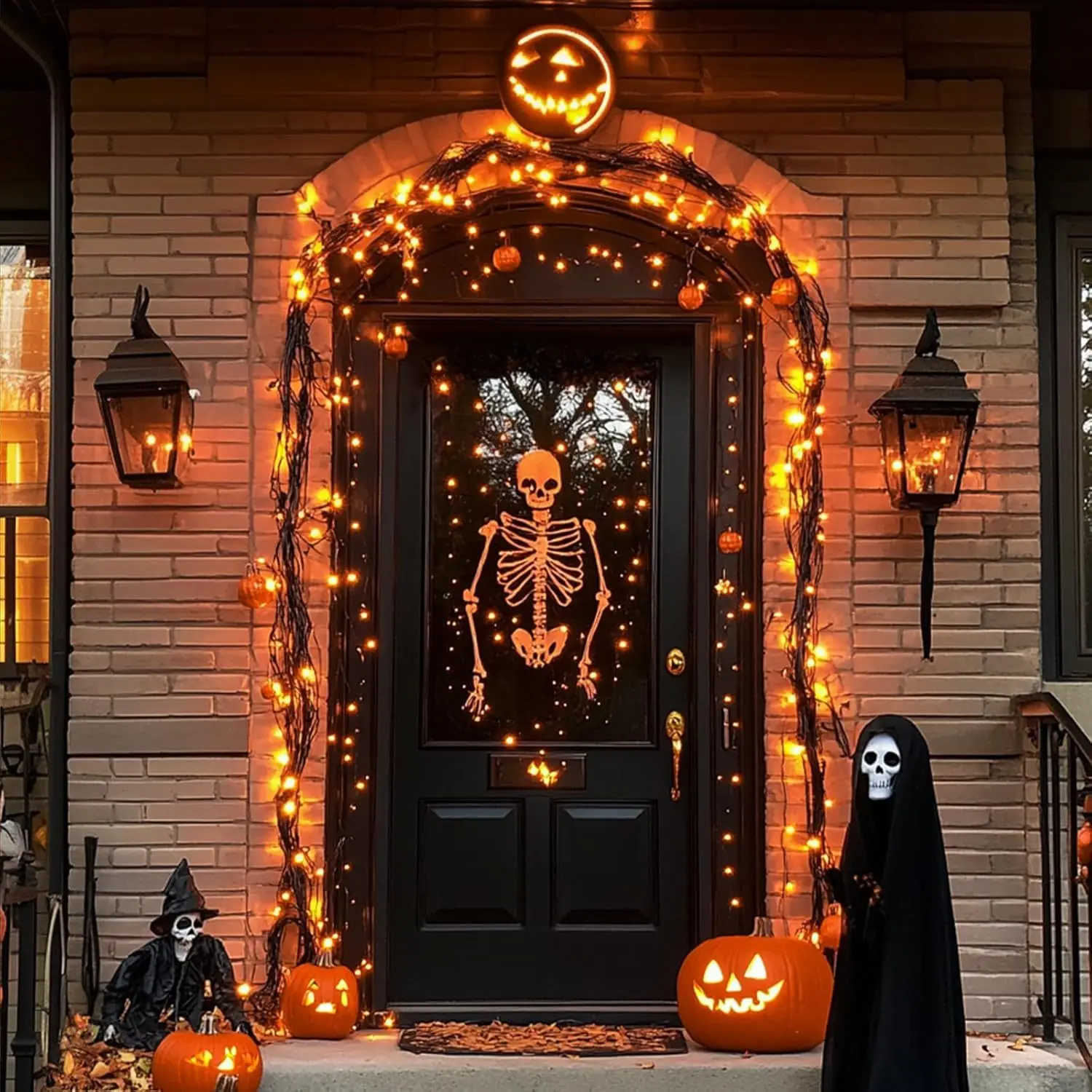 7M/12M/17M/22M Halloween Solar String Lights Outdoor Orange LED Copper Wire Fairy Lights 8 Modes IP65 Waterproof Party Decor