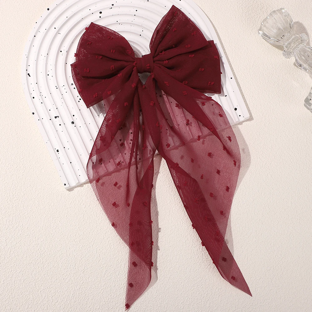 Elegant Polka Dot Bowknot Hair Clip