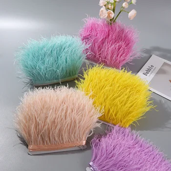 10 metri Piume di struzzo Frange Trim per cucito 8-10 cm e artigianato Accessori per abiti con piume Plumes Frange per vestiti