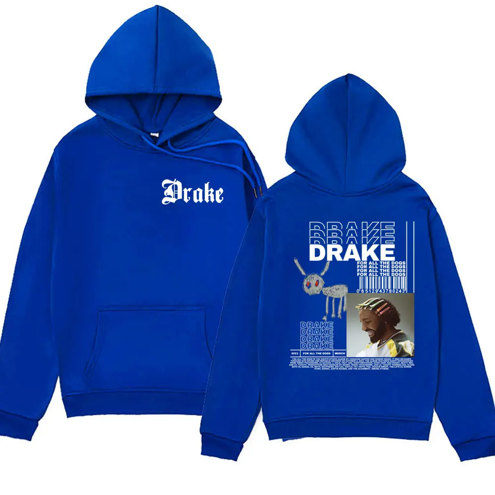 Hot Drake Vintage 90s Hoodie for All The Dogs Hooded Sweatshirts Men Women's Rapper Hip Hop Oversized Fleece Pullover Hoodies