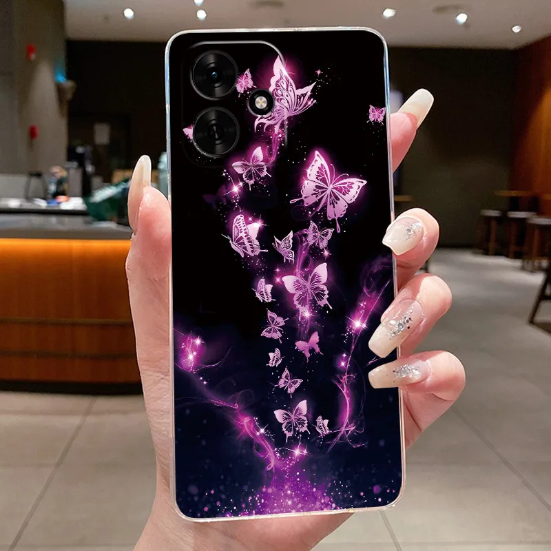 Clear Luxury Fashion Butterfly Flowers Soft TPU Silicone Phone Case