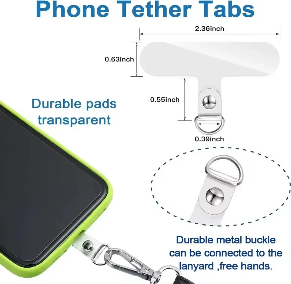 Universal Phone Tether with Metal Ring and Lanyard Connector