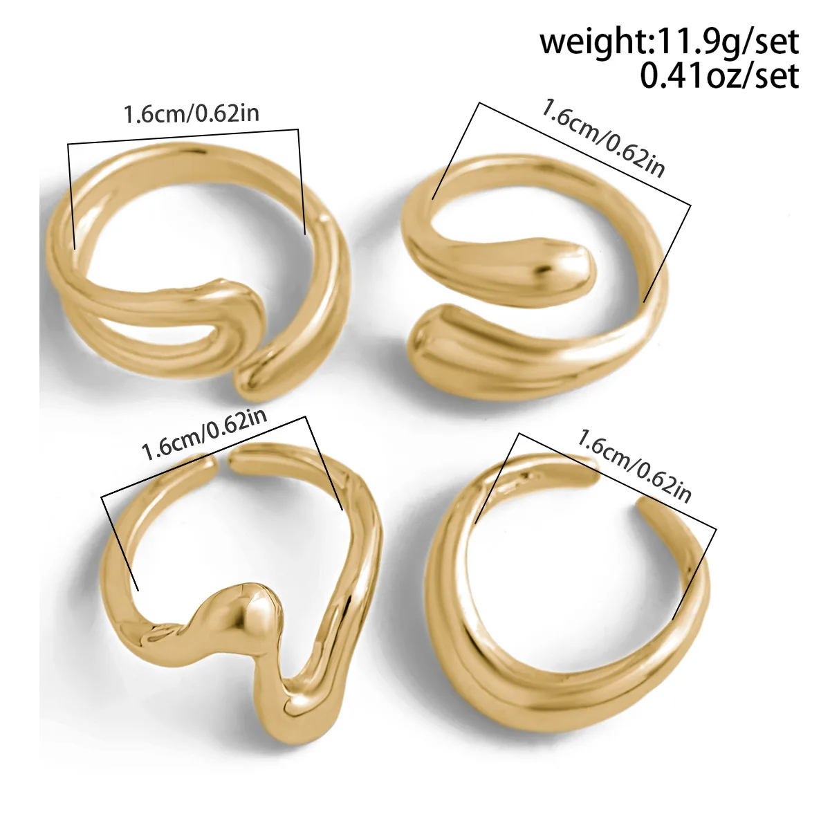 指輪・リング EOU STUDIO PAPER R1GD DIEZI One Set Irregular Geometric Rings For Women Men Girls