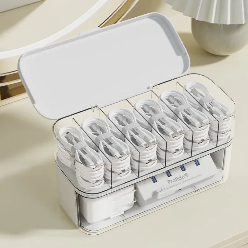 Cable Organizer Box for Desktop Cord Management and Charging Solutions
