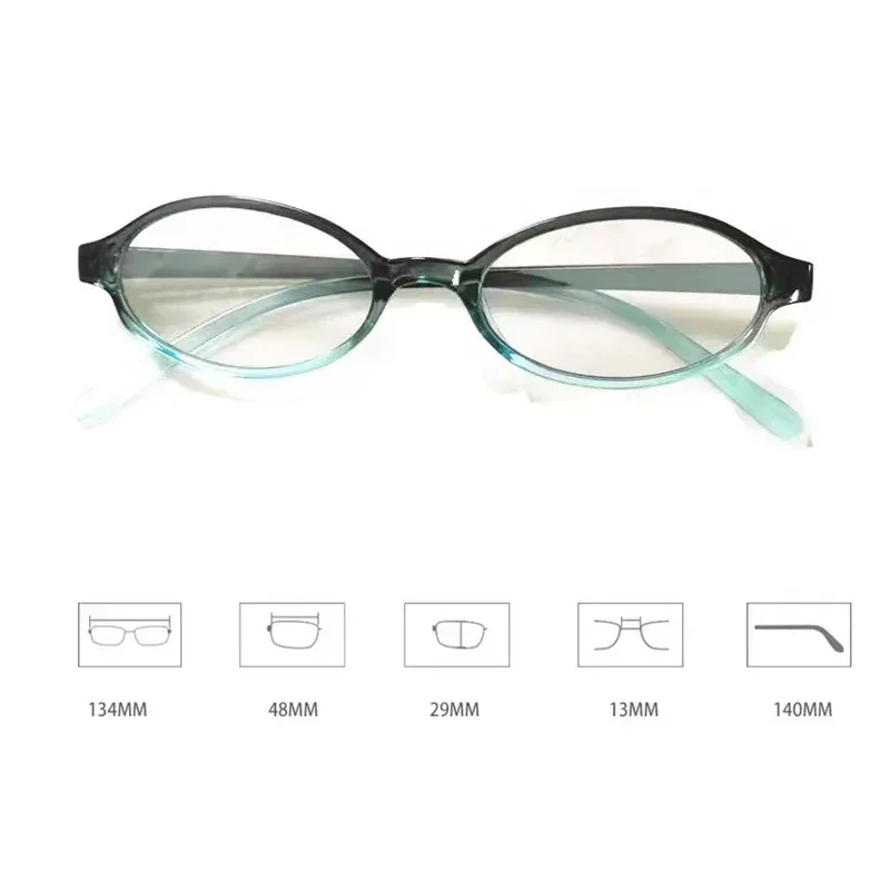 2023 Fashion Retro Blue Green Oval Small Frame Short Sighted Glasses Women's Anti Blue Light Glasses New Style Myopia Eyeglasses 6