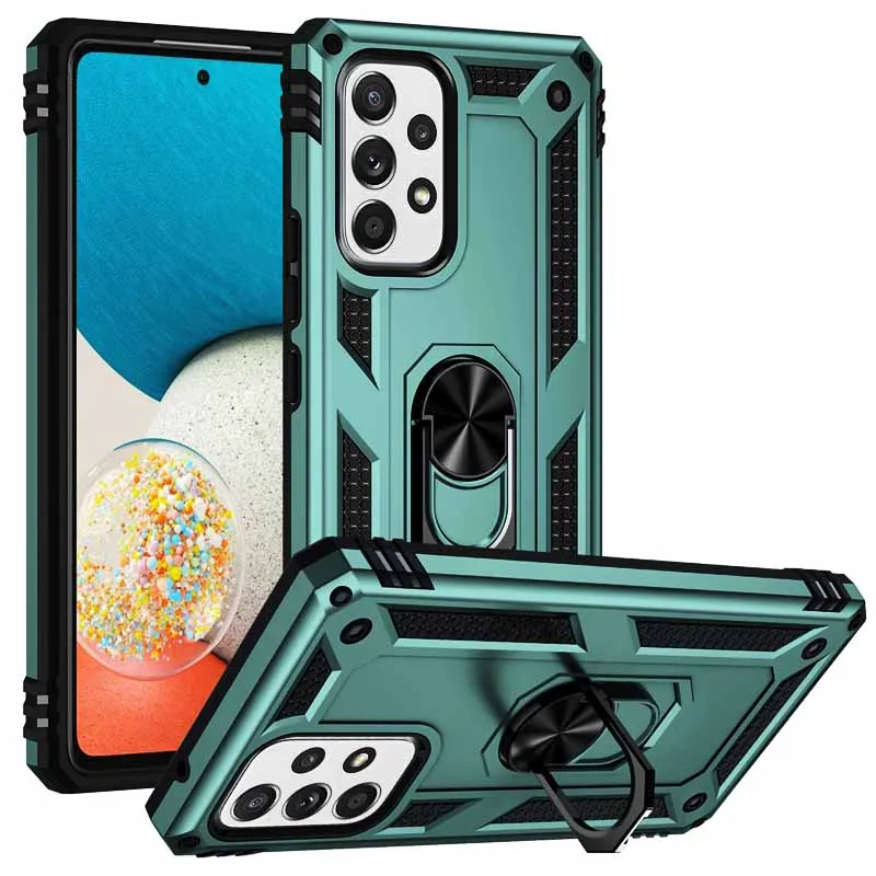 Armor Shockproof Case with Metal Car Ring Bumper Cover