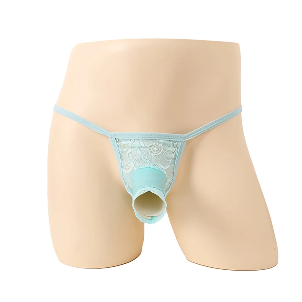 

Men Sexy Sheer Lace See Through Sissy Thong Panties Cock Sheath Hole Underpants Breathable G-string Open Butt Erotic Underwear