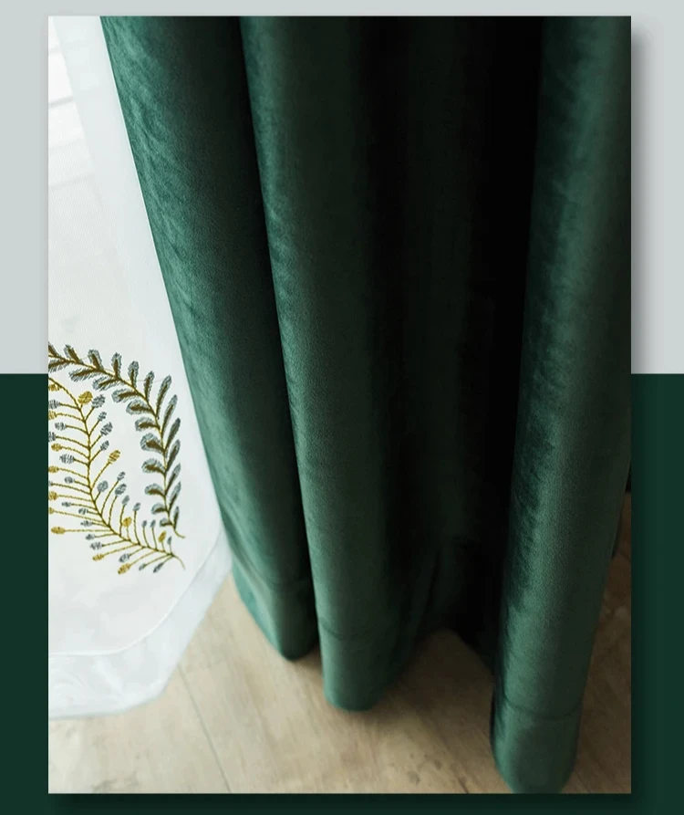 Dark Green Velvet Curtains - Luxury 80 Blackout Window Drapes for Living Room and Bedroom