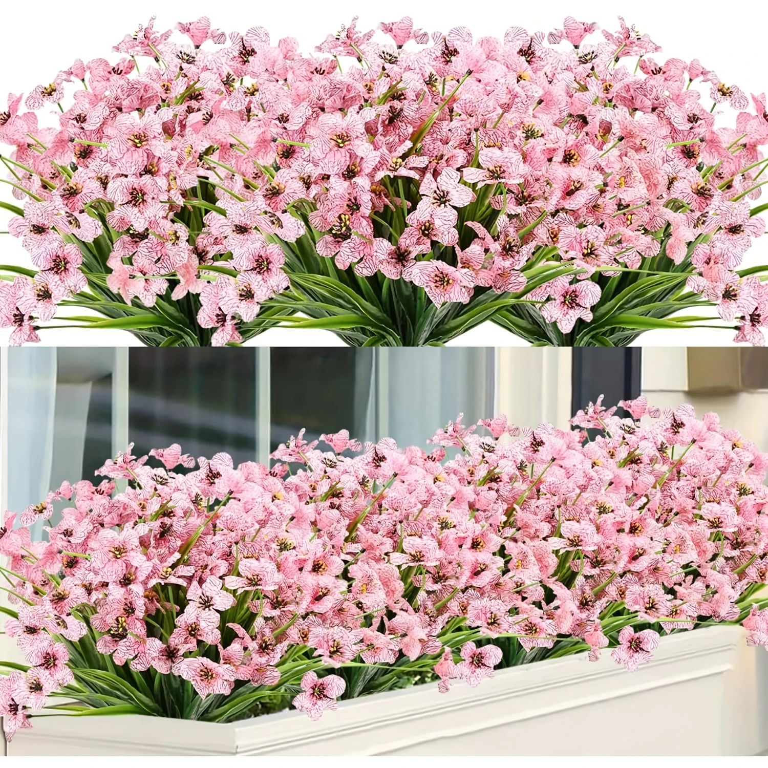 6pcs Vibrant Artificial Violet Flowers-UV Resistant, No Fade, Realistic Petals for Indoor Outdoor Hanging Decor, Spring Summer