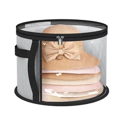 Compact Round Travel Hat Box Organizer - Durable and Convenient Hat Storage (Grey)