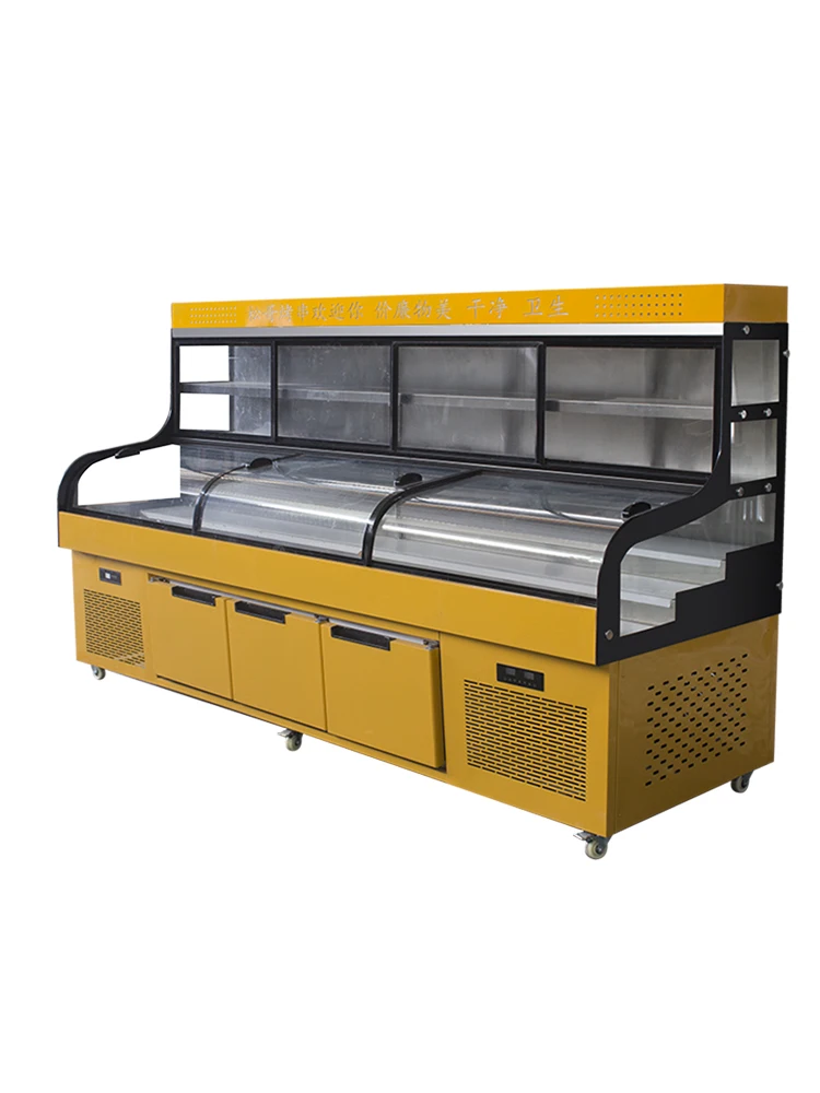

Three temperature stepped refrigerated display cabinet with five floors