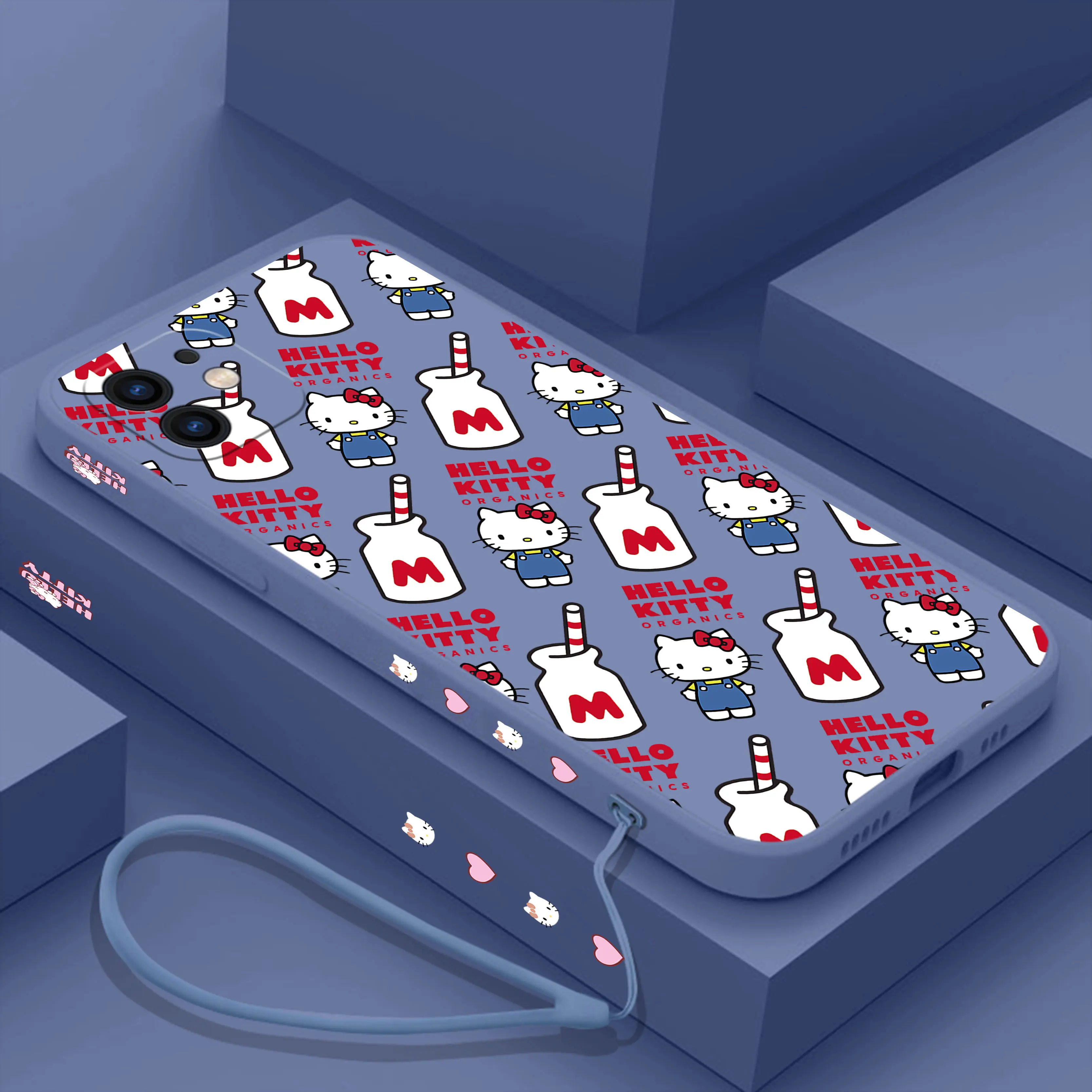 thumbnail image 1 of Sanrio-funda de teléfono de Hello Kitty para iPhone, carcasa divertida de silicona con correa de mano para iPhone 15 14 13 12 11 Pro Max Mini X XR XS MAX SE20 8 7 Plus, 1 of 5