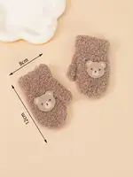 4 paires de mitaines en demi-velours pour bébés garçons de 0 à 12 mois, motif ours mignon, gants en peluche épais kaki, mitaines chaudes anti-rayures à doigts entiers 6