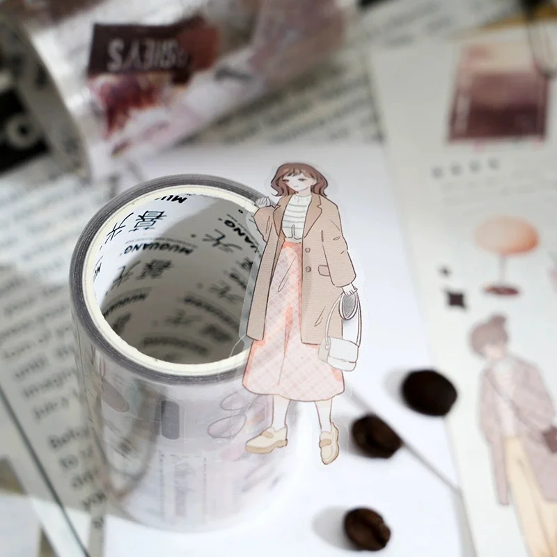 1 롤 라이프 스니펫 시리즈 화이트 잉크 와시 테이프, 저널 스크랩북 콜라주 공예 용품용 DIY 장식 스티커
