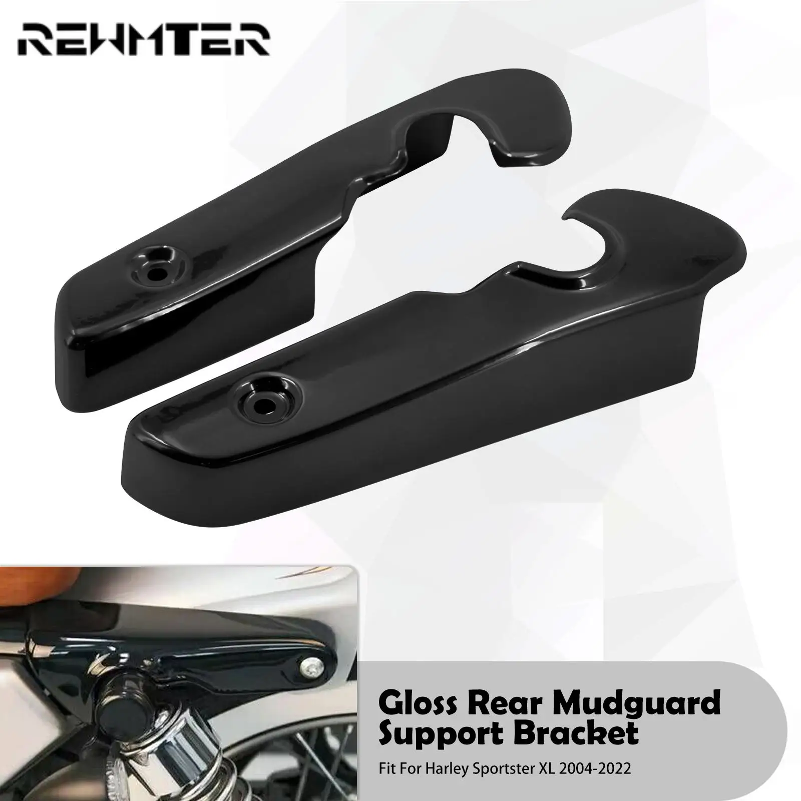 Motorcycle Gloss Matte Black Short Rear Fender Mudguard Support Bracket ...