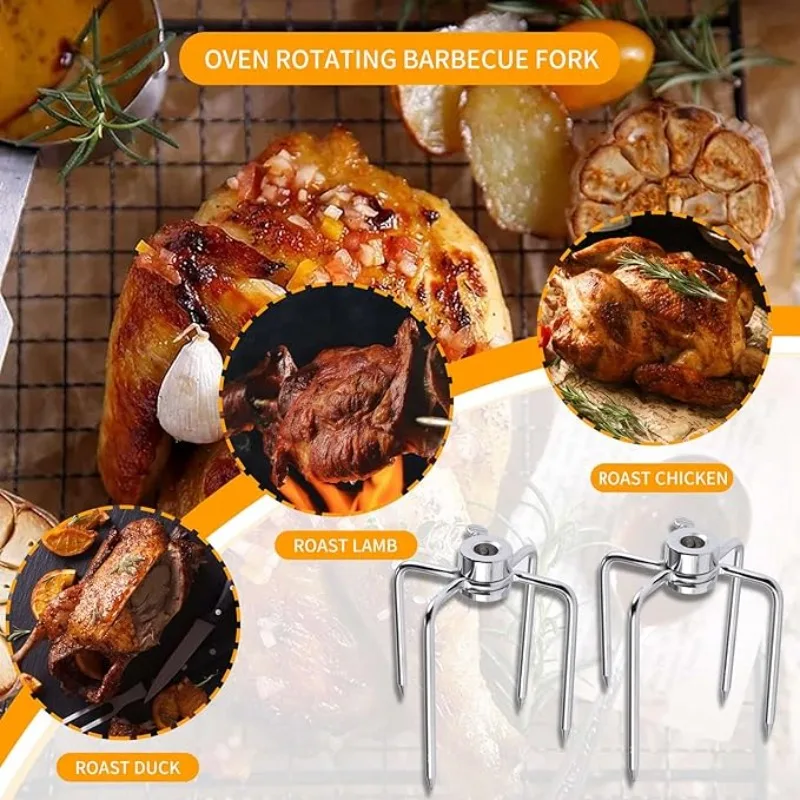 Stainless Steel Barbecue Clip Chicken Grill Fork Multifunctional Clip Grill Tools Barbecue Stick Rotisserie Prongs Meat Forks