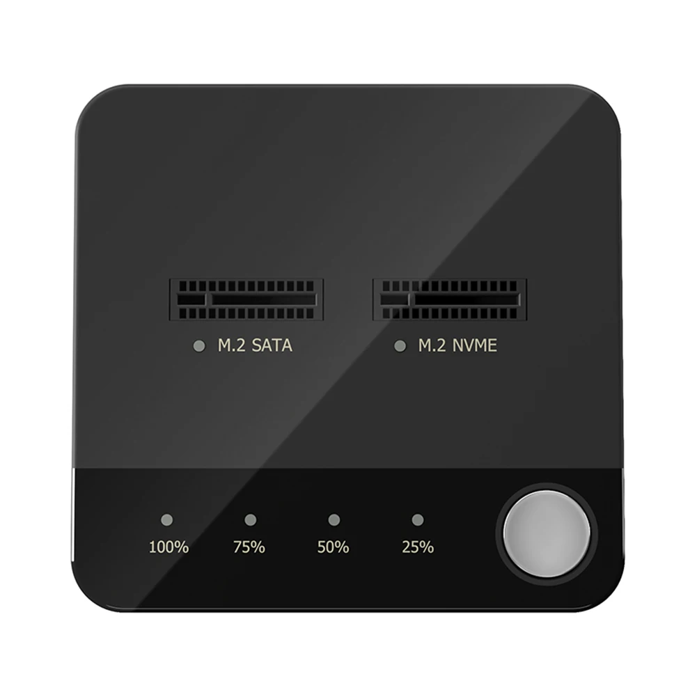 M.2 SATA/NVMe Dual-Bay Hard Drive Docking Station Data Transmission M.2 SSD Duplicator with LED Indicator Reading for Store Data