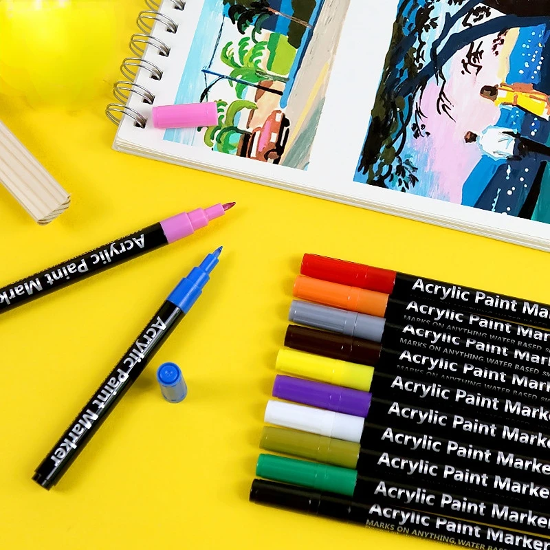 12/18/24 색 아크릴 마커 펜 세트 0.7MM 드로잉 DIY 무취 수성 페인트 브러시 네일 아트 페인팅 바늘 튜브 펜
