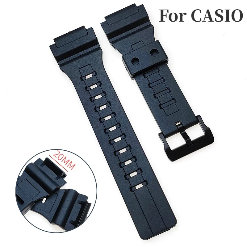 

High-grade Resin Plastic Watch Band for G Shock 20mm with Plastic Black Buckle Silicone Strap Sport Bracelet Watch Accessories