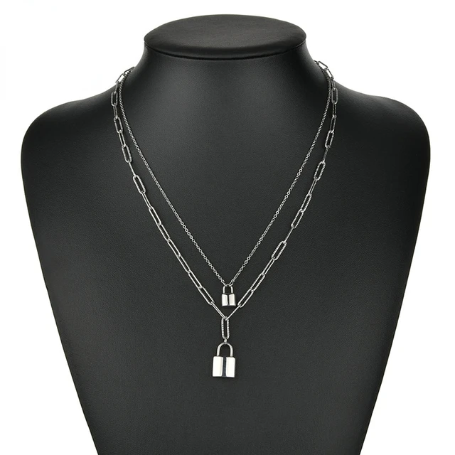 Louis Vuitton Padlock Necklace with Double Chain For Him