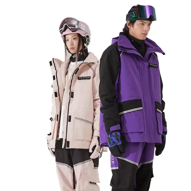 스노우보드 의류 Ski Wear Men's And Women's Loose Warm Windproof Waterproof Jacket Wear Resistant Veneer Double Board Ski Jacket