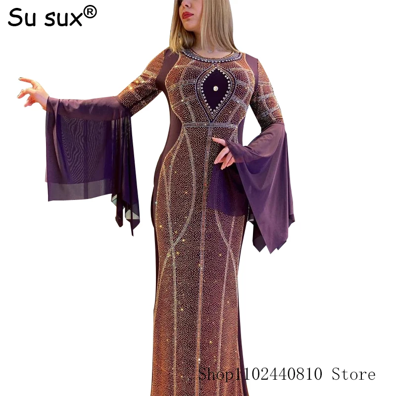 

Африканские платья для женщин 2023, элегантное турецкое абайя Дубай, абайя, бриллиантовое Платье макси с круглым вырезом, вечернее искусственное платье, одежда