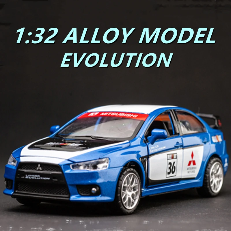 

1:32 Mitsubishi Lancer Evolution Модель гоночного автомобиля из сплава, литой и игрушечный автомобиль, металлическая модель автомобиля, имитация детских подарков, гаражный комплект