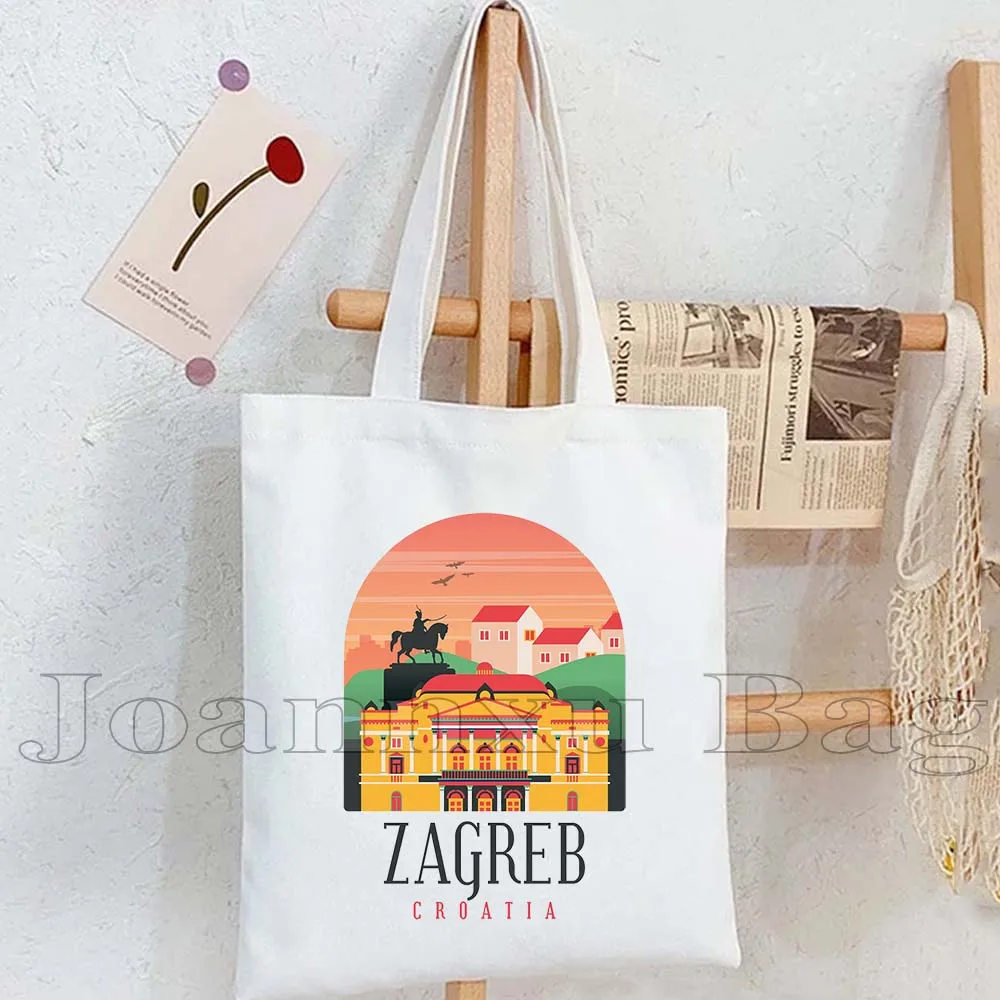 Munich Berlin Brasilia Rio De Janeiro Mexico City Tokyo Washington Split Zagreb Santiago Miami Landmark Canvas Tote Bag Handbags