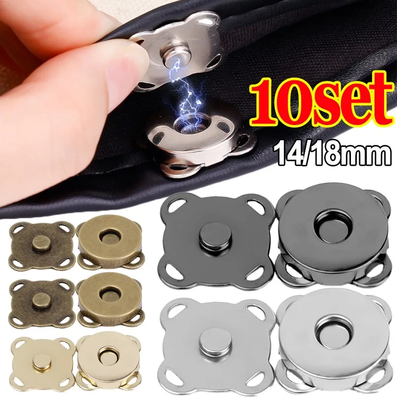 1/10Sets 14/18mm Magnetic Snap Fasteners Clasps Buttons Handbag Purse Wallet Craft Bags Parts Mini Adsorption Buckle Wholesale 1 10sets 14 18mm magnetic snap fasteners clasps buttons handbag purse wallet craft bags parts mini adsorption buckle wholesale