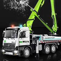 1:24 Model Toys Cement Pump Trucks Metal Diecast Sound Light Pull Back Doors Opened Engineering Vehicles Festival Gifts for Boys 1