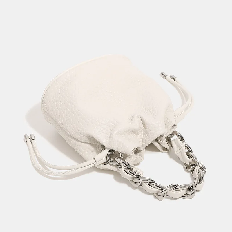 Maxdutti Texture Lychee Pattern Commuter Casual Messenger Bag Female 2023 Ins Fashion Girl Chain Bucket Bag Shoulder Bag