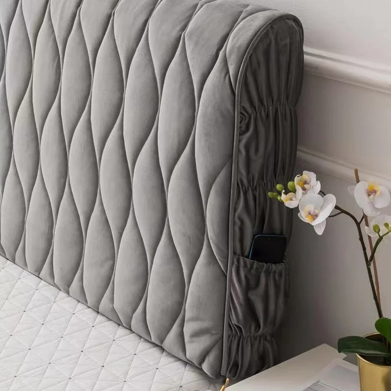 Luxury Velvet Thicken Quilted Headboard Cover Short Plush All-inclusive Bed Head Cover Double Side Quilting Bedside