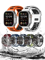2 bracelets de sport en silicone pour Apple Watch, 46mm, 42mm, 49mm, 44mm, 40, 45mm, bracelet bicolore pour iWatch 11, 10, 9, 8, 7, 6, 5, 4 SE 1