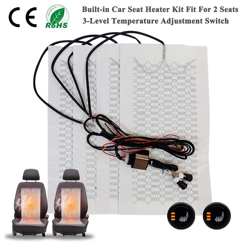 Universal 2 seats 4pcs 12v car Alloy wire fiber 3 level heated seat heater  pad switch kit Round Switch Winter Warmer Seat Covers - AliExpress