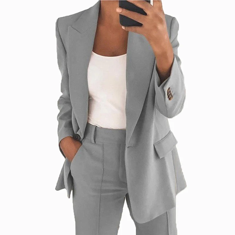 2022 Autumn and Winter New Ladies Commuter Solid Color Women's Clothing Fashion Lapel Slim Long-sleeved Temperament Suit Jacket
